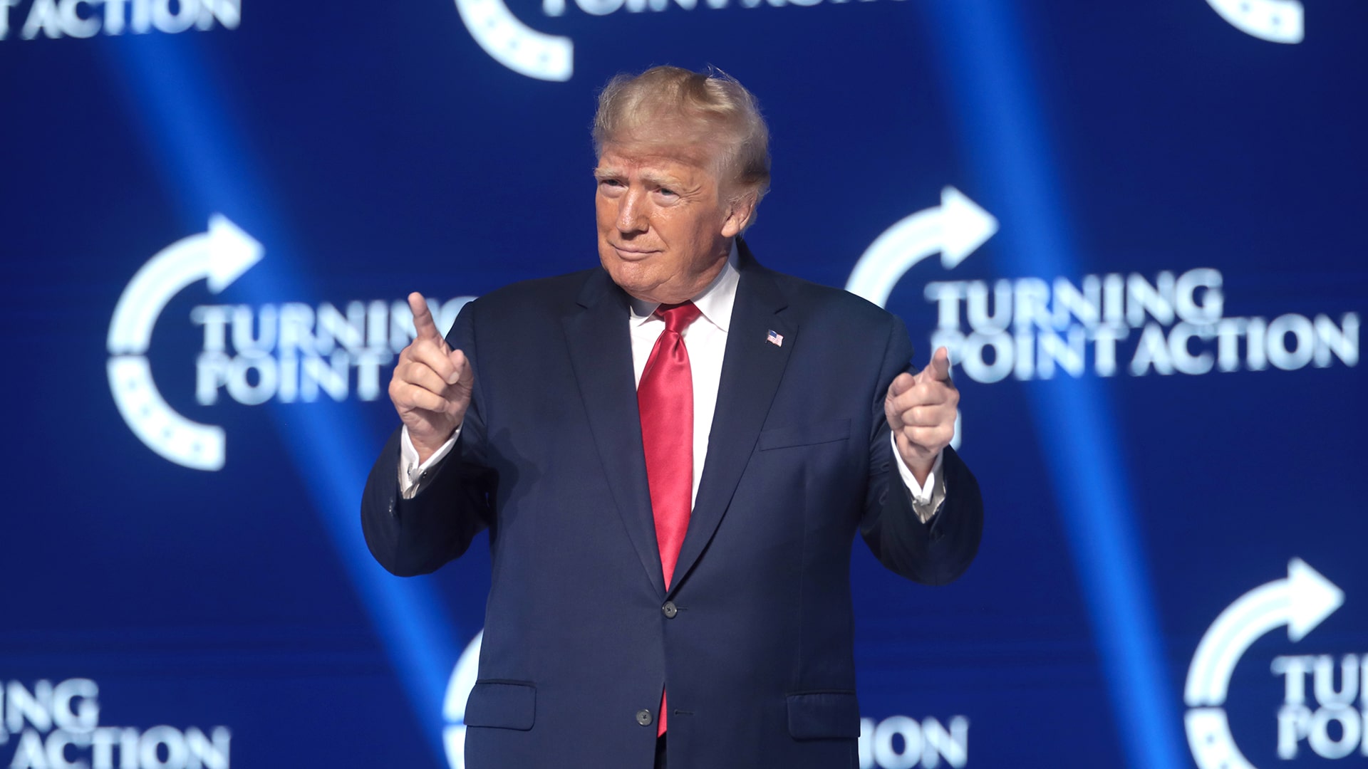 President of the United States, Donald Trump speaking with attendees at the 2022 Student Action Summit at the Tampa Convention Center in Tampa, Florida. Gage Skidmore via Wikimedia Commons.