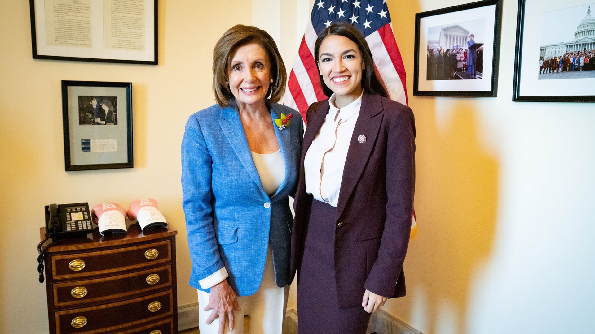 Today, Congresswoman Representative Alexandria Ocasio-Cortez and I sat down to discuss working together to meet the needs of our districts and our country, fairness in our economy and diversity in our country. Pelosi office via Wiki Commons.