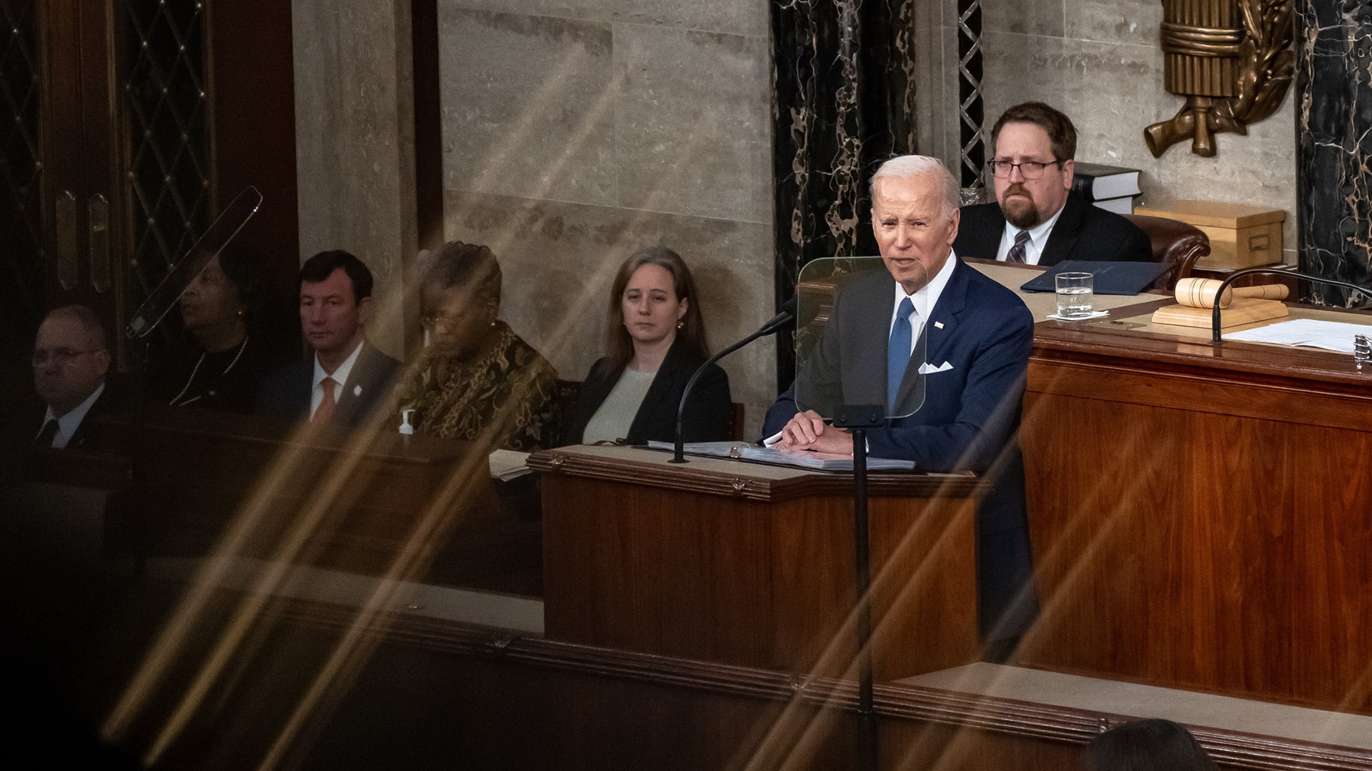 Joe Biden delivers his State of the Union address, Tuesday, February 7, 2023, on the House floor of the U.S. Capitol in Washington, D.C. (Official White House Photo by Carlos Fyfe)